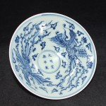 Antike B/W Schale / Bowl mit Phönix und Drachen